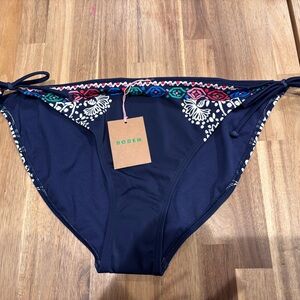Boden Women's Navy Bikini Bottom w Colorful Accents bohemian style, flattering!